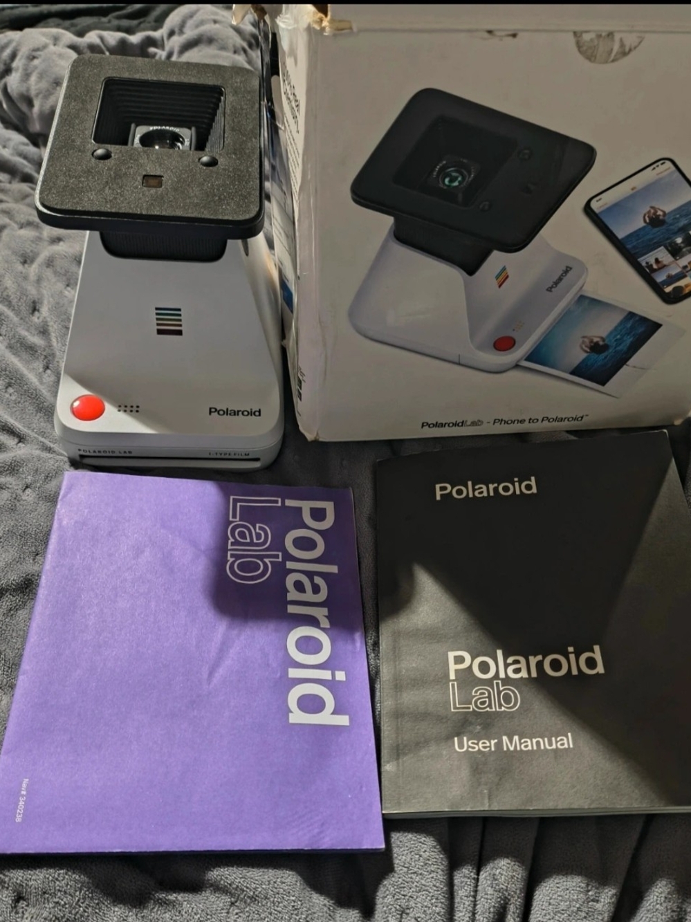 Polaroid Lab Photo Printer in White with Purple Manual